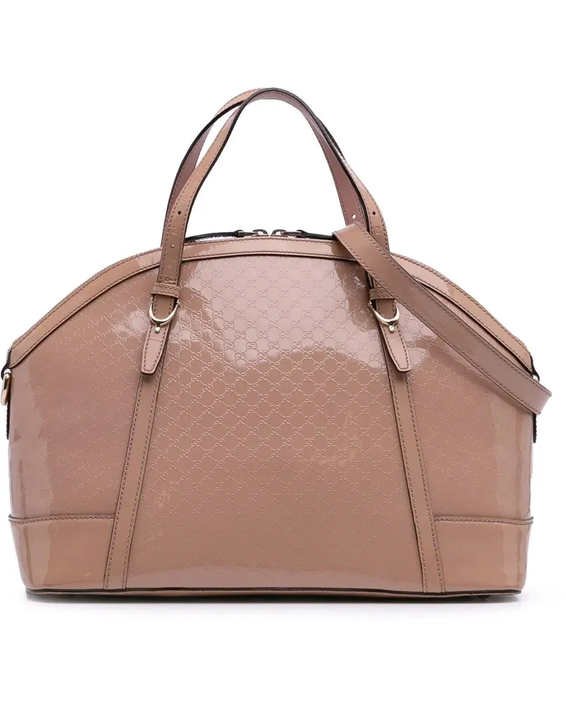 Gucci Hobo Bags Large Microssima Patent Nice Dome Satchel braun Braun