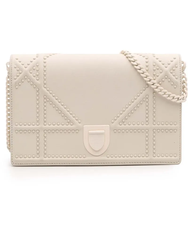 Dior Hobo Bags Small Ultra Matte Studded Calfskin Diorama Wallet weiß Weiß