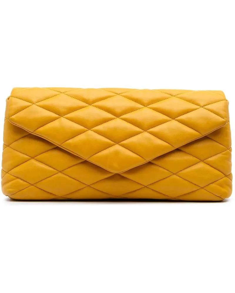 Saint Laurent Clutches Quilted Lambskin Sade Puffer Envelope Clutch gelb Gelb