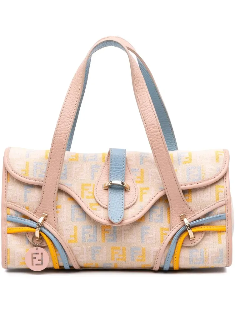 Fendi Crossbody Bags Multicolor Zucchino Canvas and Leather Charm Flap braun Braun