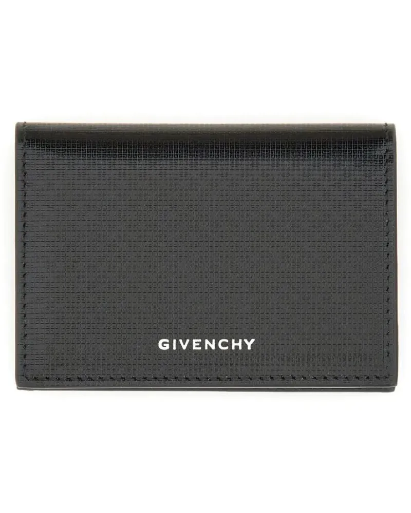 Givenchy Portemonnaies Textured Leather Cardholder With Snap Closure schwarz Schwarz