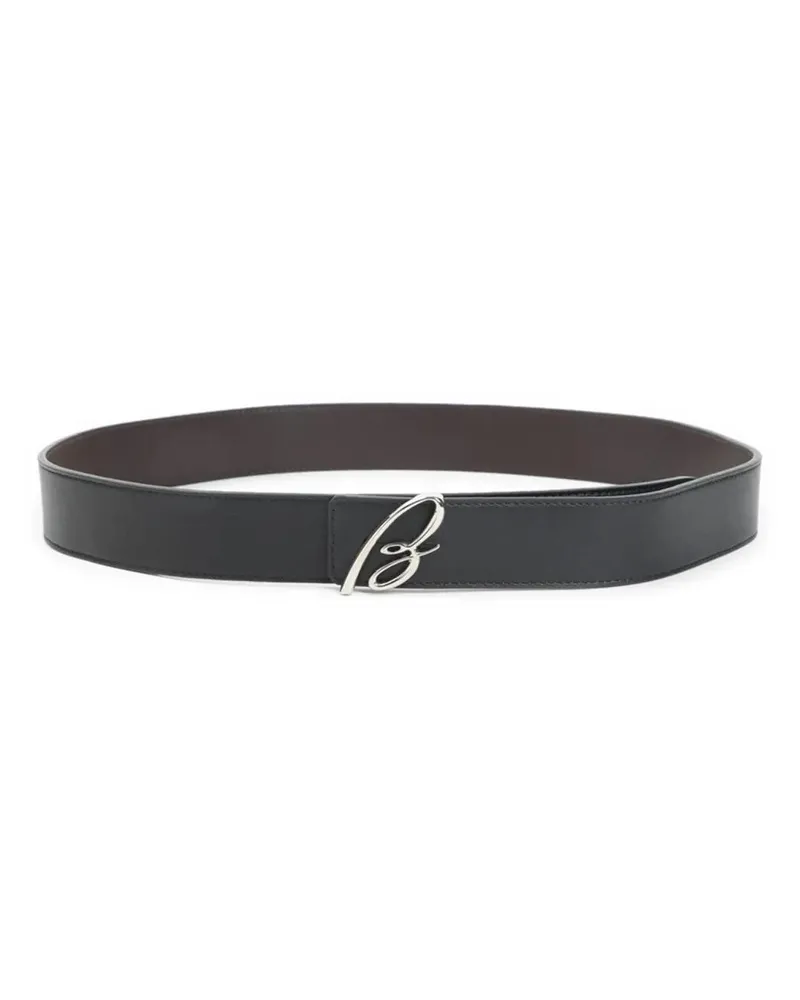 Brioni Gürtel Dual-Tone Leather Belt With Signature B Buckle schwarz Schwarz
