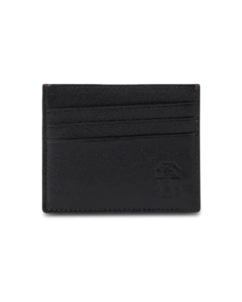 Brunello Cucinelli Portemonnaies Textured Leather Cardholder With Embossed Logo schwarz Schwarz
