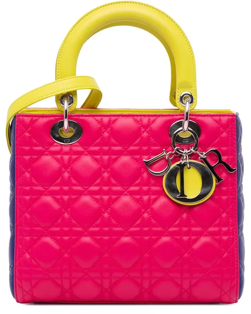 Dior Hobo Bags 2013 Medium Tricolor Lambskin Cannage Lady Dior rosa Gold