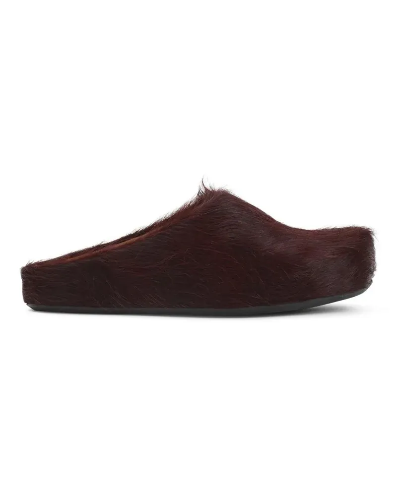 Marni Loafer Wild Cherry Calf Hair Fussbett Sabot Mules rot Rot