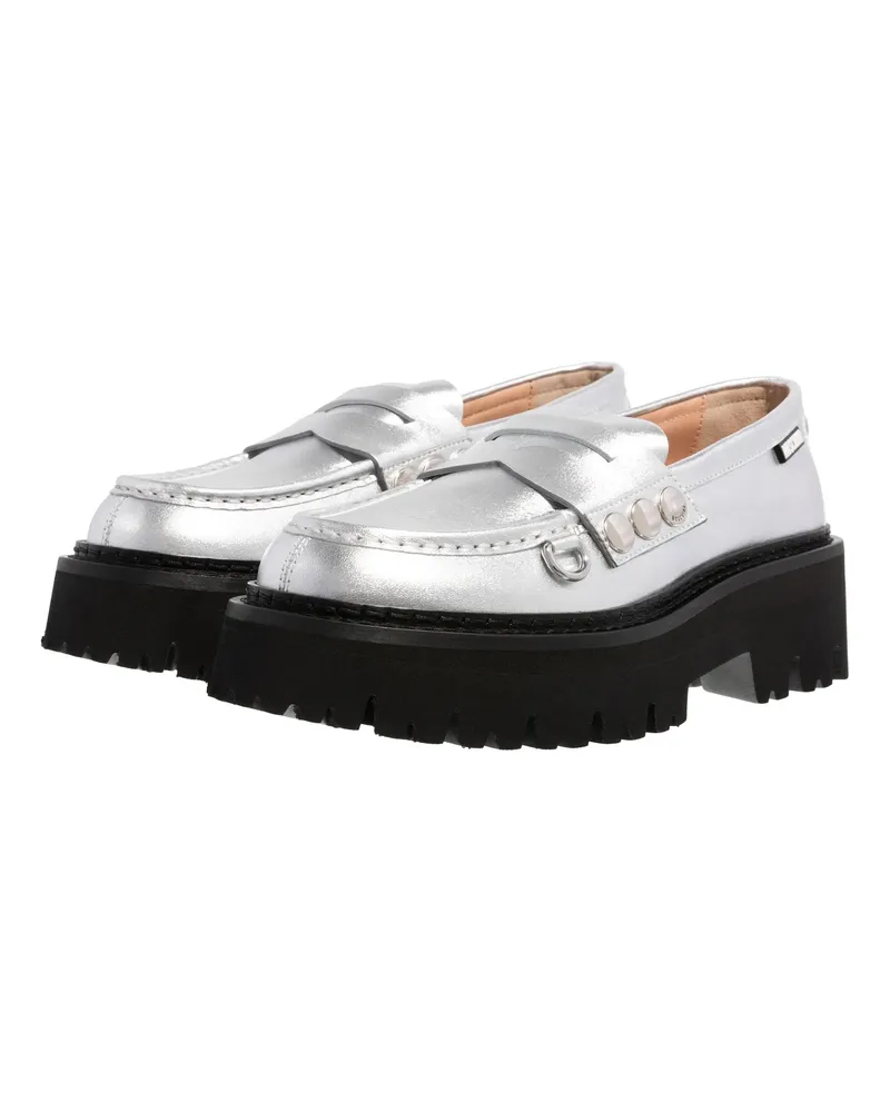 Moschino Loafer Snap Button silberfarben 