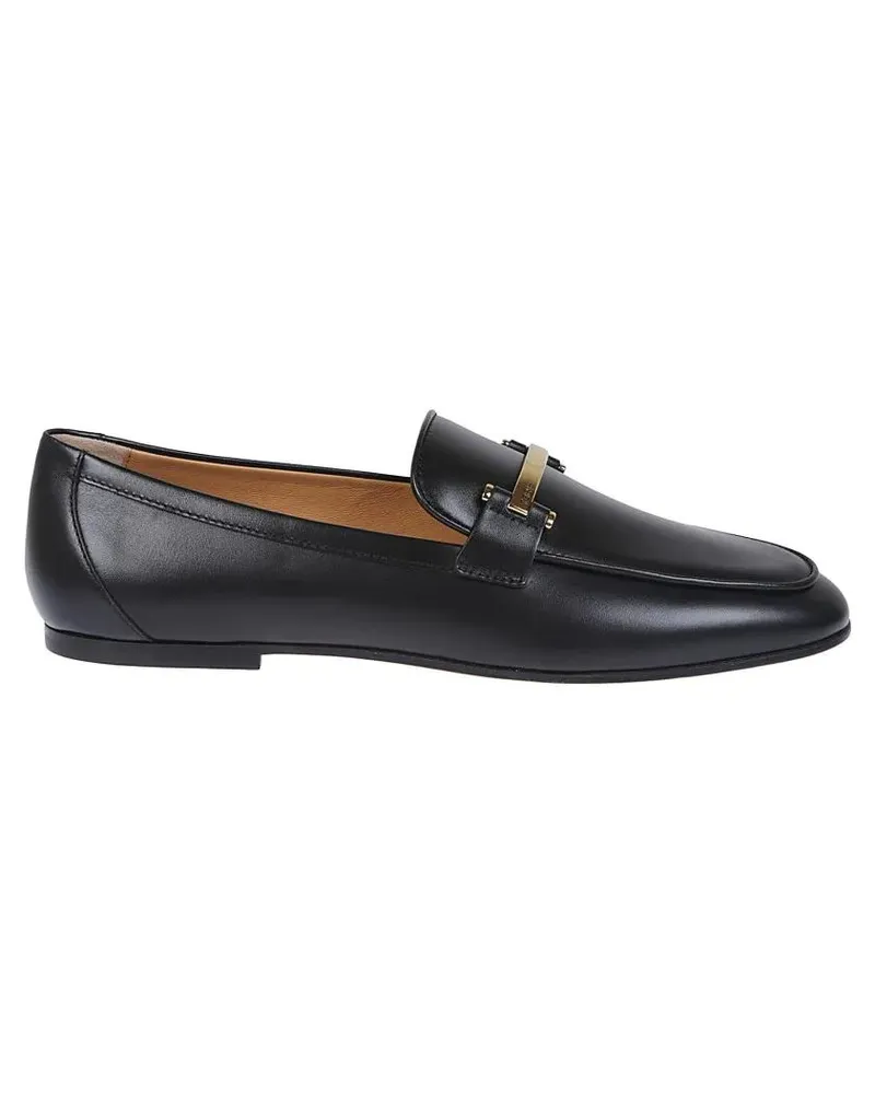 TOD'S Leather Loafers With Subtle Gold Accent schwarz Schwarz