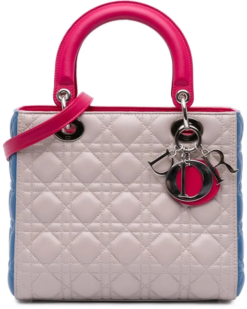 Dior Hobo Bags Medium Tricolor Lambskin Cannage Lady Dior braun Braun