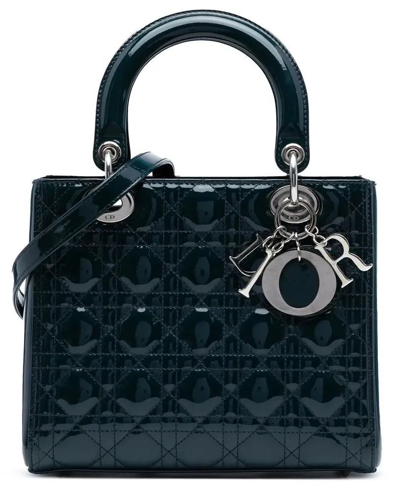 Dior Hobo Bags Medium Patent Cannage Lady Dior grün Grün