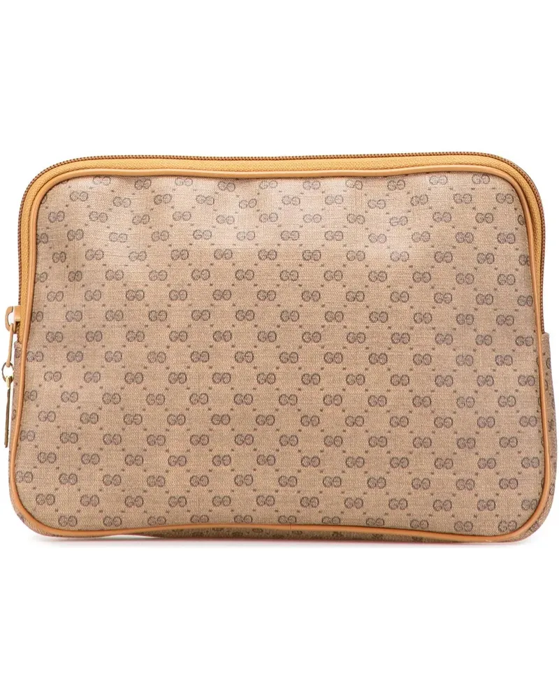 Gucci Clutches Micro GG Coated Canvas Travel Toiletry Cosmetic Po braun Braun