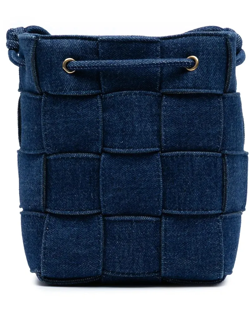 Bottega Veneta Hobo Bags Small Denim Maxi Intrecciato Cassette Bucket Bag blau Blau