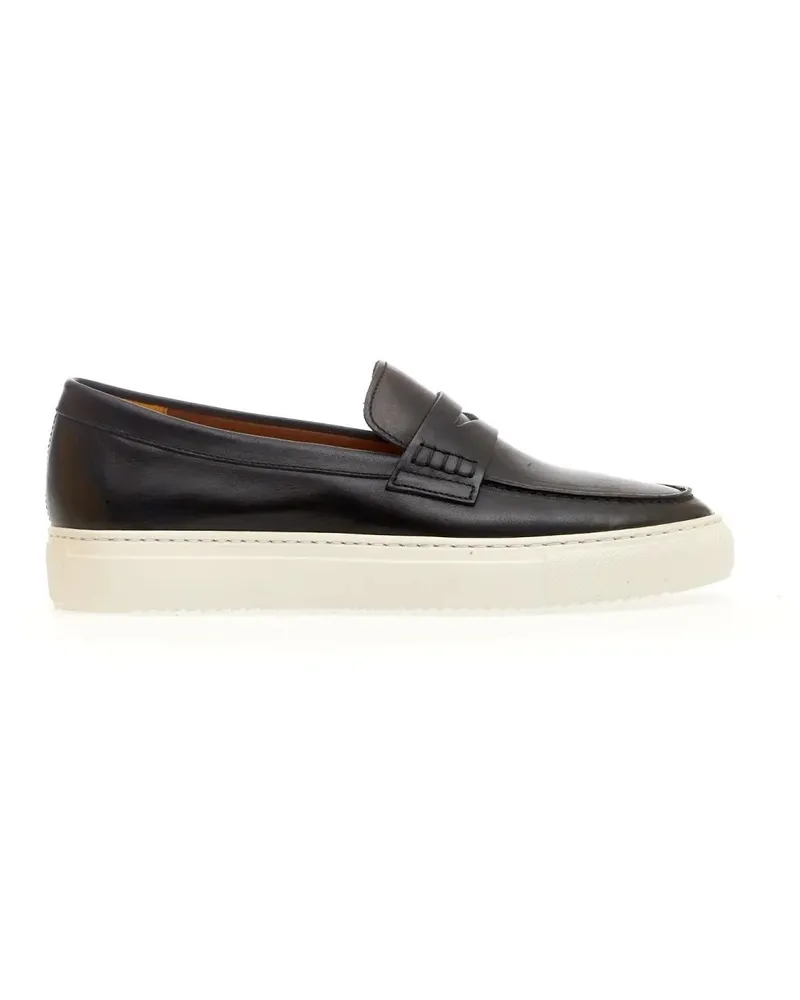 Doucal´s Loafer Blue Leather Slipon On White Background blau Blau