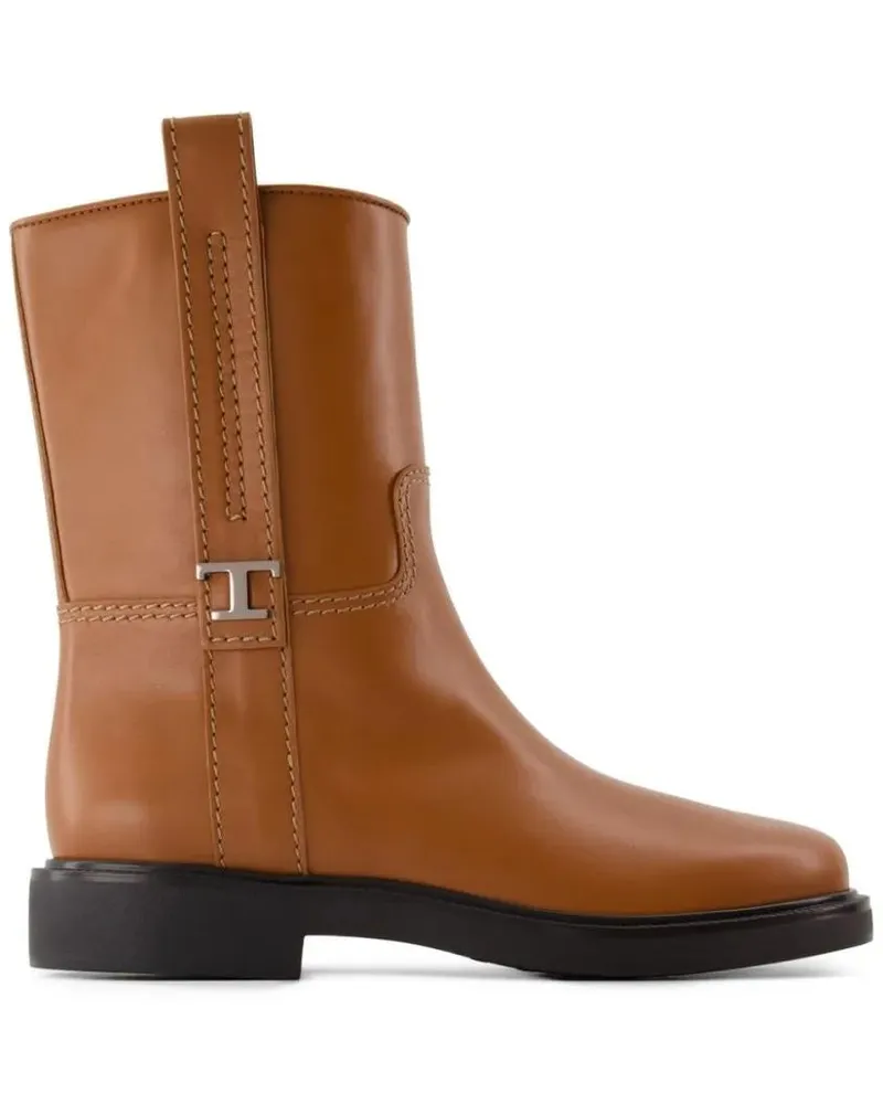 TOD'S Stiefel Polished Brown Ankle Boots With Leather Detailing braun Braun