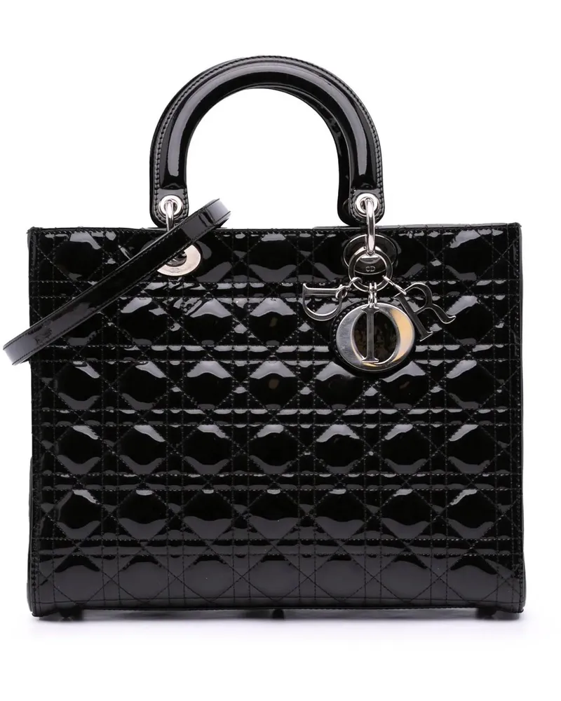 Dior Hobo Bags 2011 Large Patent Cannage Lady Dior schwarz Schwarz