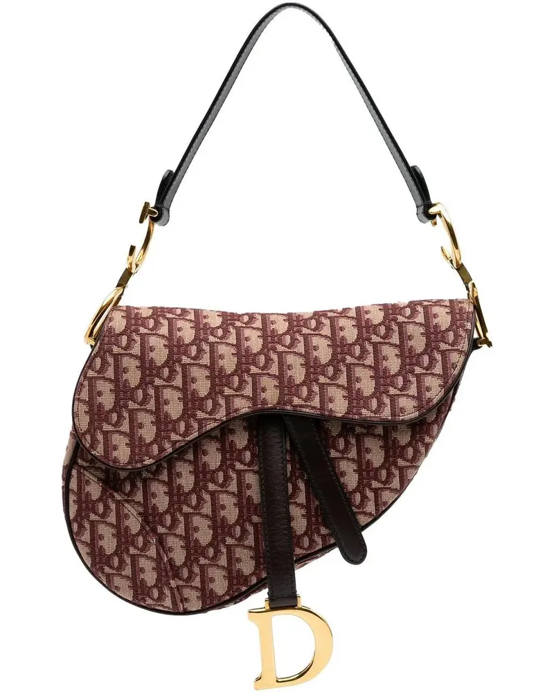 Dior Hobo Bags 2018 Oblique Canvas Saddle Bag rot Rot