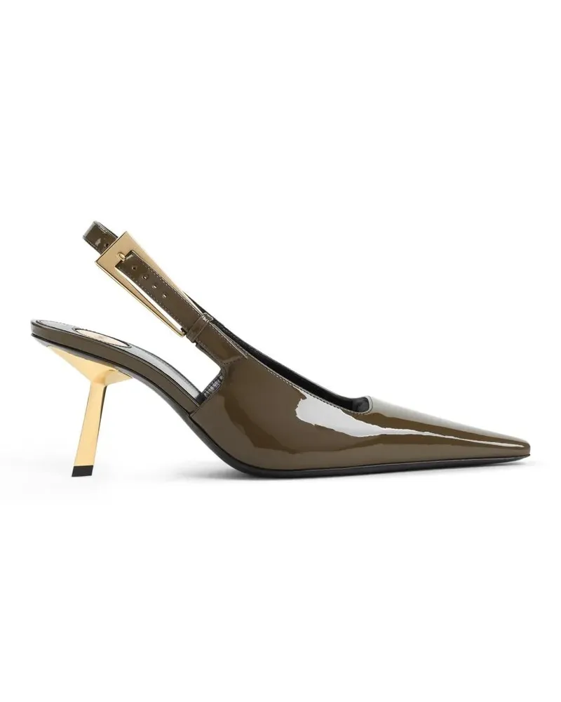 Saint Laurent Hohe Schuhe Green Patent Leather Slingback Pumps grün Grün