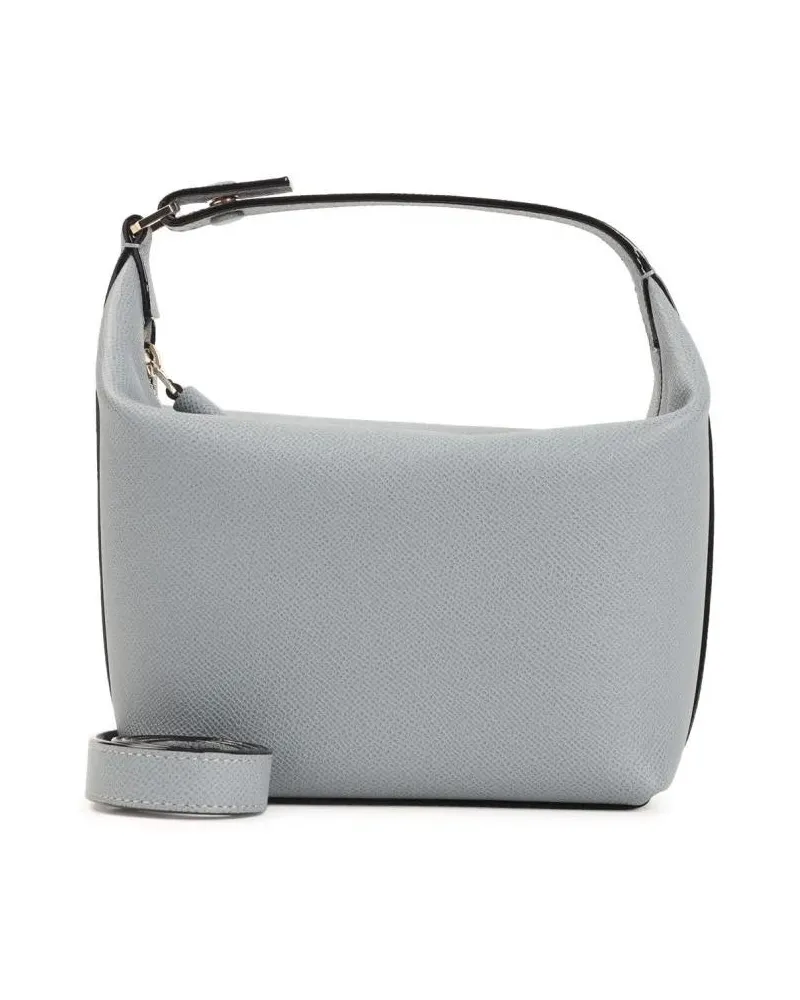 Valextra Hobo Bags Structured Calf Leather Shoulder Bag With Design grau Grau