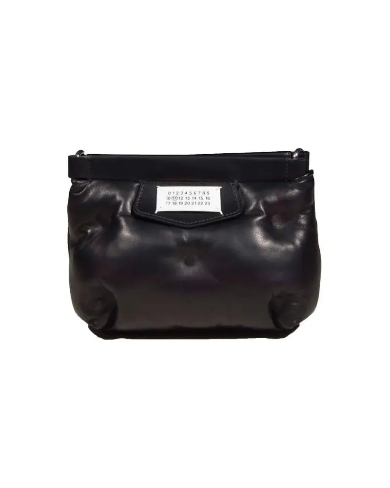 Maison Margiela Clutches Quilted Brushed Sheepskin Clutch With Silver Chain schwarz Schwarz