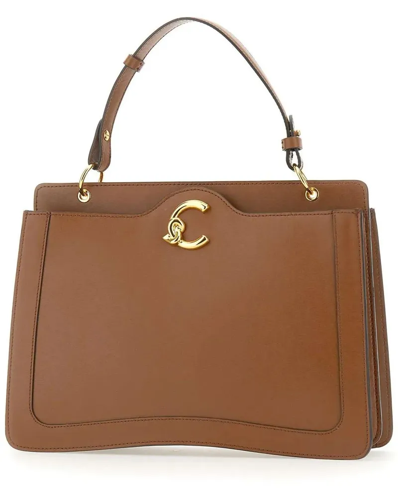 Coccinelle Hobo Bags Structured Brown Leather Top Handle Handbag braun Braun