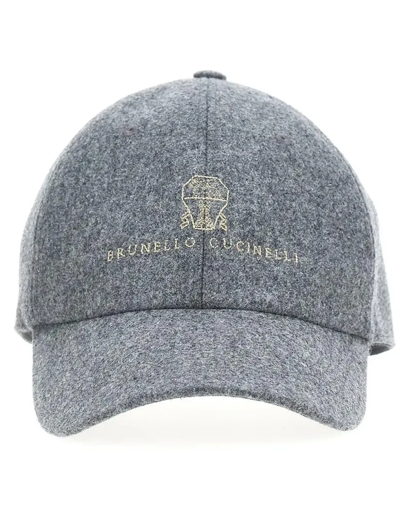 Brunello Cucinelli Caps & Mützen Logo Embroidery Cap grau Grau