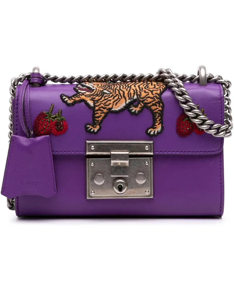 Gucci Hobo Bags Small Embroidered Calfskin Tiger Strawberry Padloc orange Orange