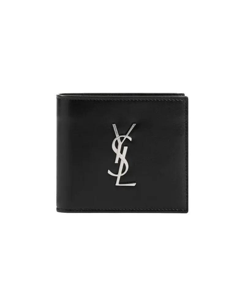 Saint Laurent Portemonnaies Black Leather Credit Card Holder schwarz Schwarz