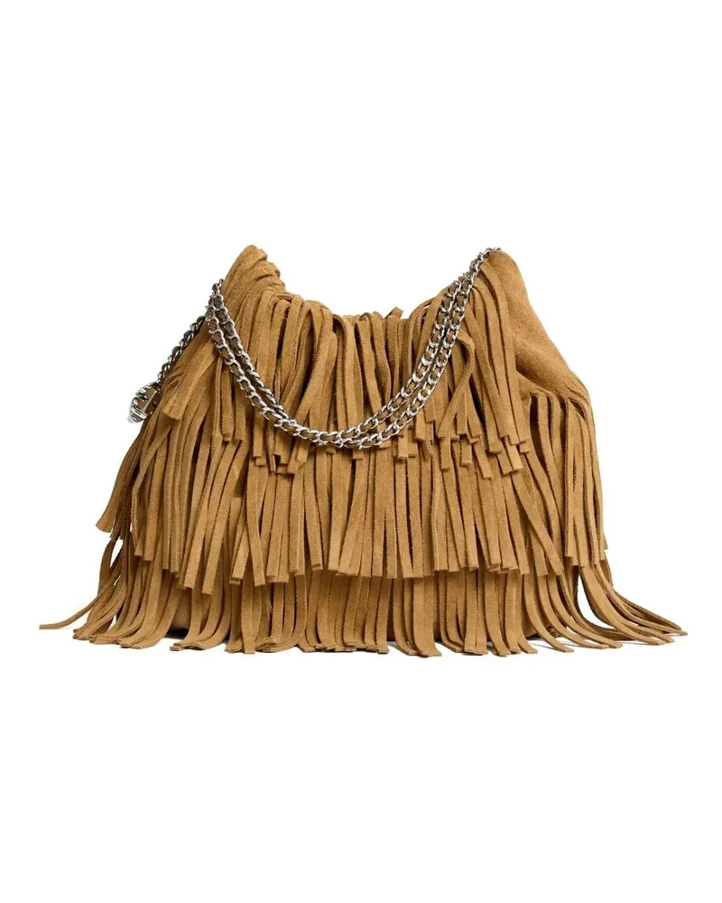 Tory Burch Hobo Bags Fringed Suede Mini Fleming Crossbody Bag braun Braun