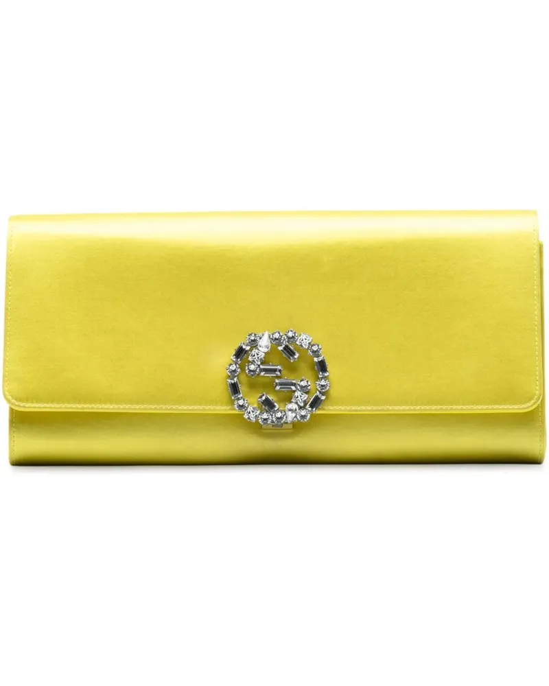 Gucci Clutches Satin Crystals Broadway Clutch gelb Gelb