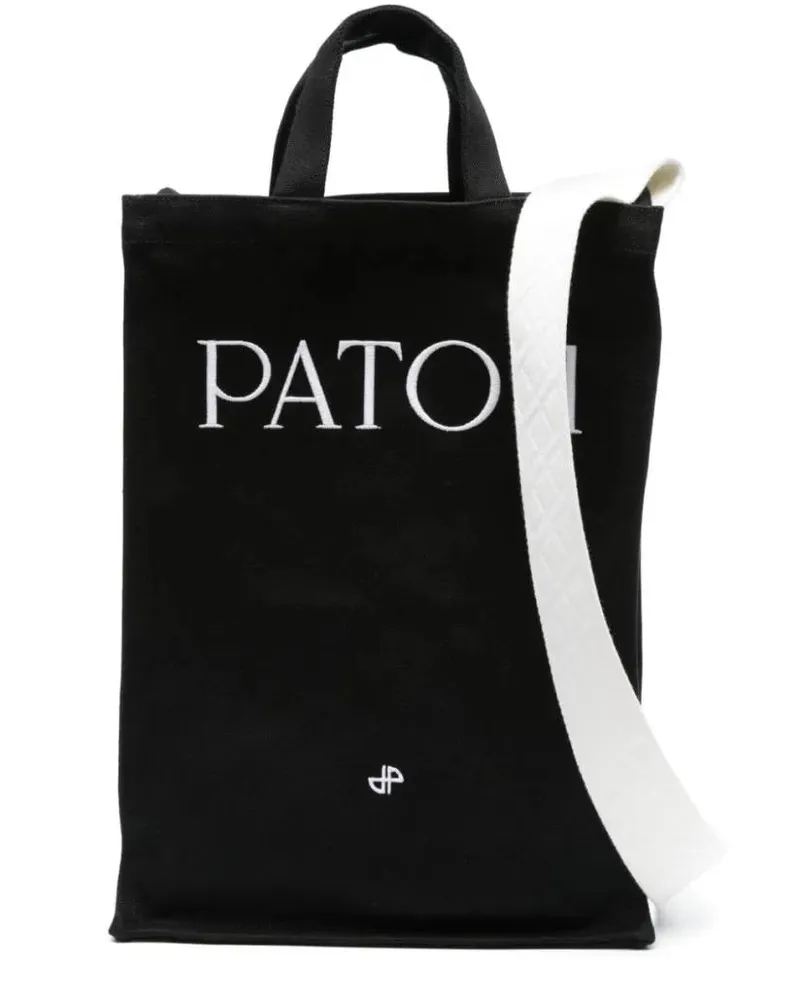 Patou Hobo Bags Black/White Shoulder Bag With Logo schwarz Schwarz