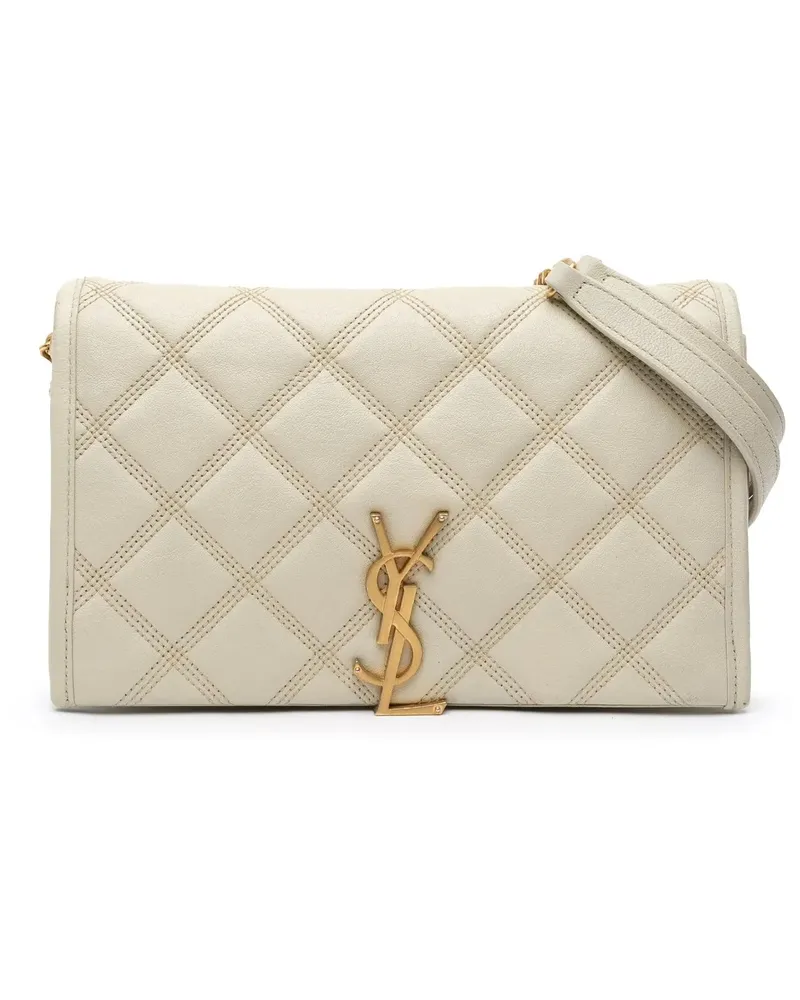Saint Laurent Hobo Bags 2021 Quilted Lambskin Diamond Becky Chain Wallet weiß Weiß