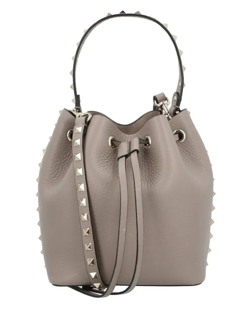 Valentino Garavani Beuteltaschen Rockstud Drawstring Bucket Bag grau Grau