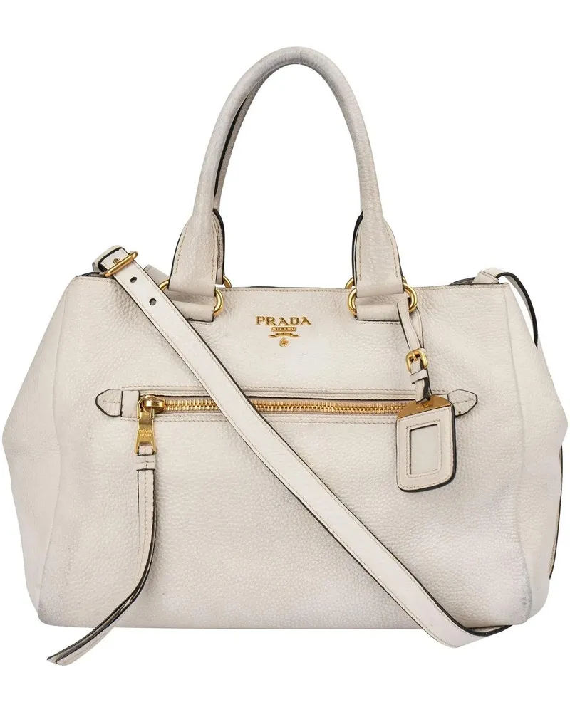 Prada Crossbody Bags  White Calfskin Vitello Handbag weiß Weiß