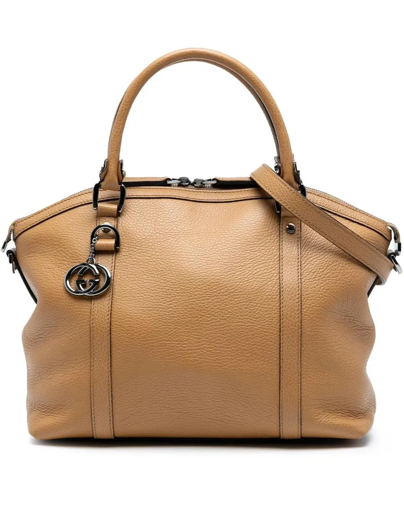 Gucci Hobo Bags Leather GG Charm Dome Satchel braun Braun