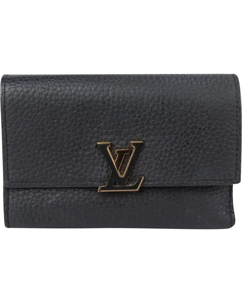 Louis Vuitton Portemonnaie  Taurillon Leather Compact Capucines schwarz Schwarz