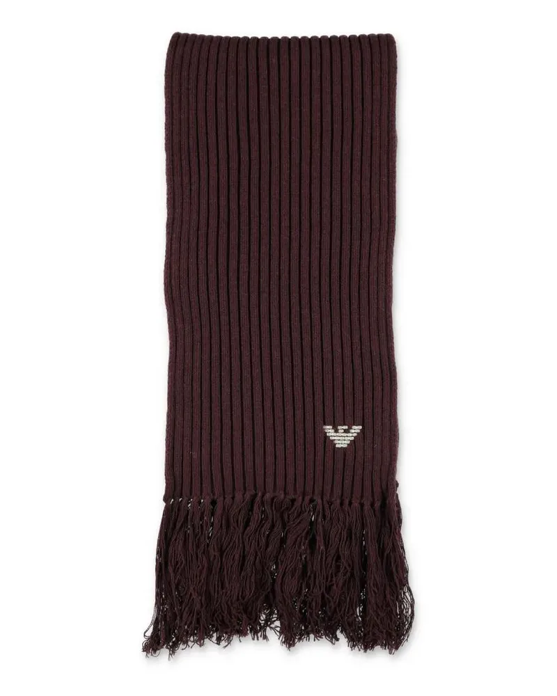 Emporio Armani Tücher & Schals Ribbed Wool Scarf With Decorative Fringes schwarz Schwarz