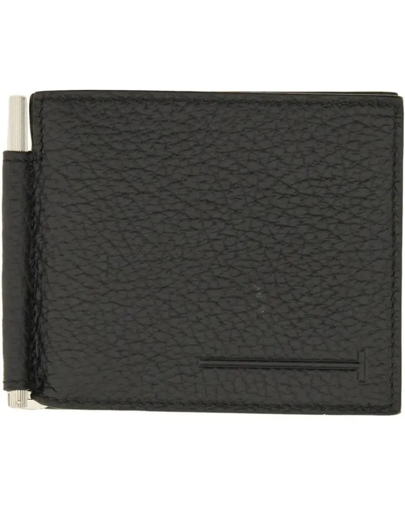 Tom Ford Portemonnaies T-Shaped Money Clip Leather Wallet schwarz Schwarz