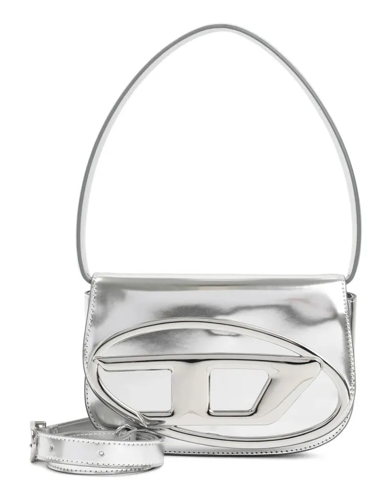 Diesel Hobo Bags Silver Leather Handbag silberfarben Silber