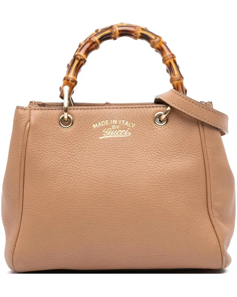 Gucci Hobo Bags Mini Calfskin Bamboo Shopper Satchel braun Braun