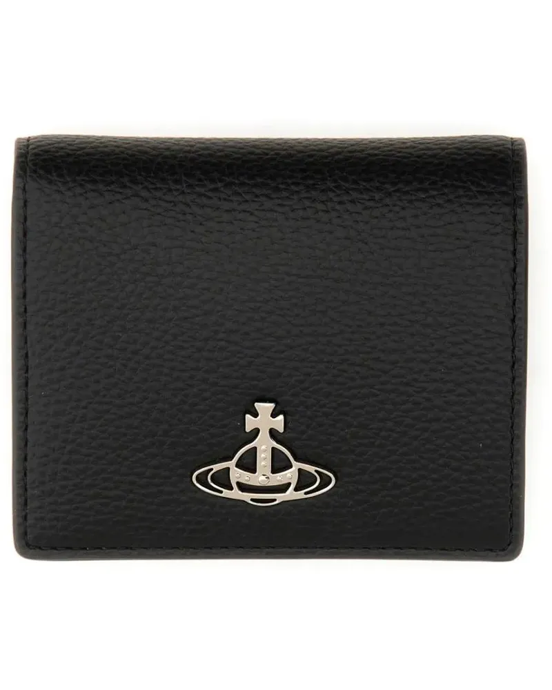 Vivienne Westwood Portemonnaies Textured Black Logo Wallet schwarz Schwarz
