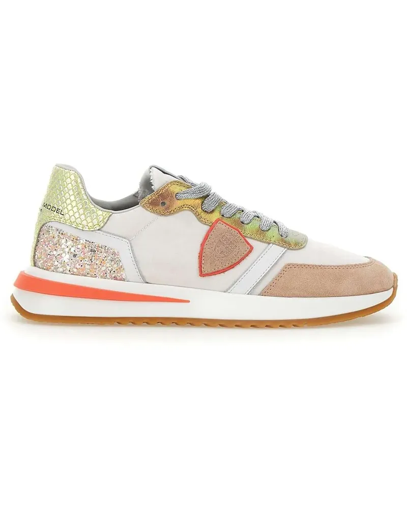 Philippe Model Low-Top Sneaker Beige Sneakers With Suede And Leather Panels weiß Weiß