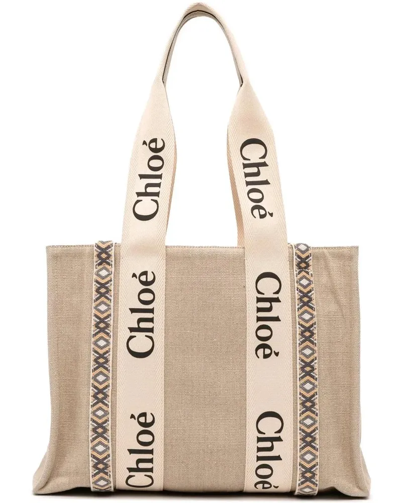 Chloé Shopper Medium Canvas Woody Tote braun Braun