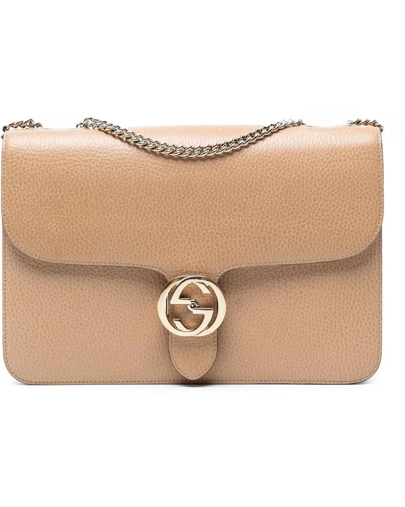 Gucci Hobo Bags Medium Dollar Calfskin Interlocking G Crossbody braun Braun