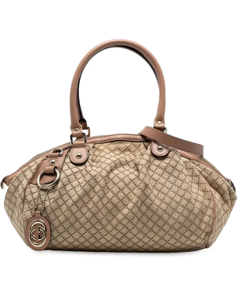 Gucci Hobo Bags Diamante Canvas Sukey Satchel braun Braun