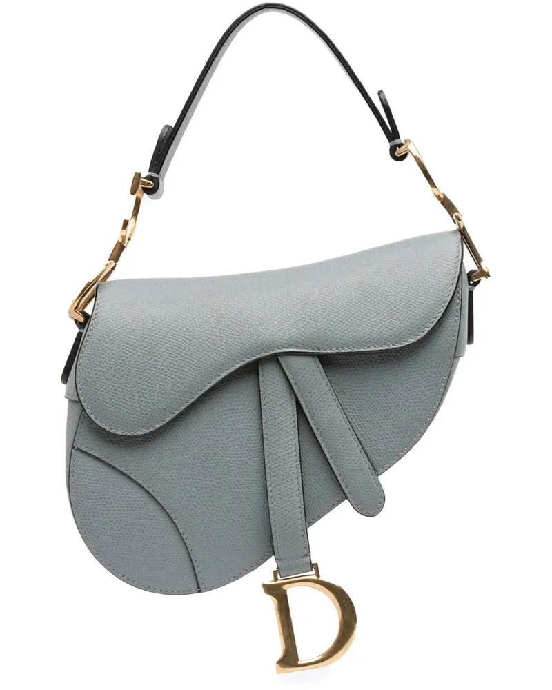Dior Hobo Bags Mini Grained Calfskin Saddle Bag blau Blau