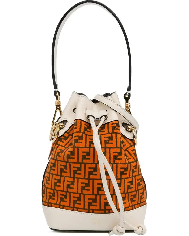 Fendi Hobo Bags Mini Zucca Suede F is  Mon Tresor Bucket orange Orange