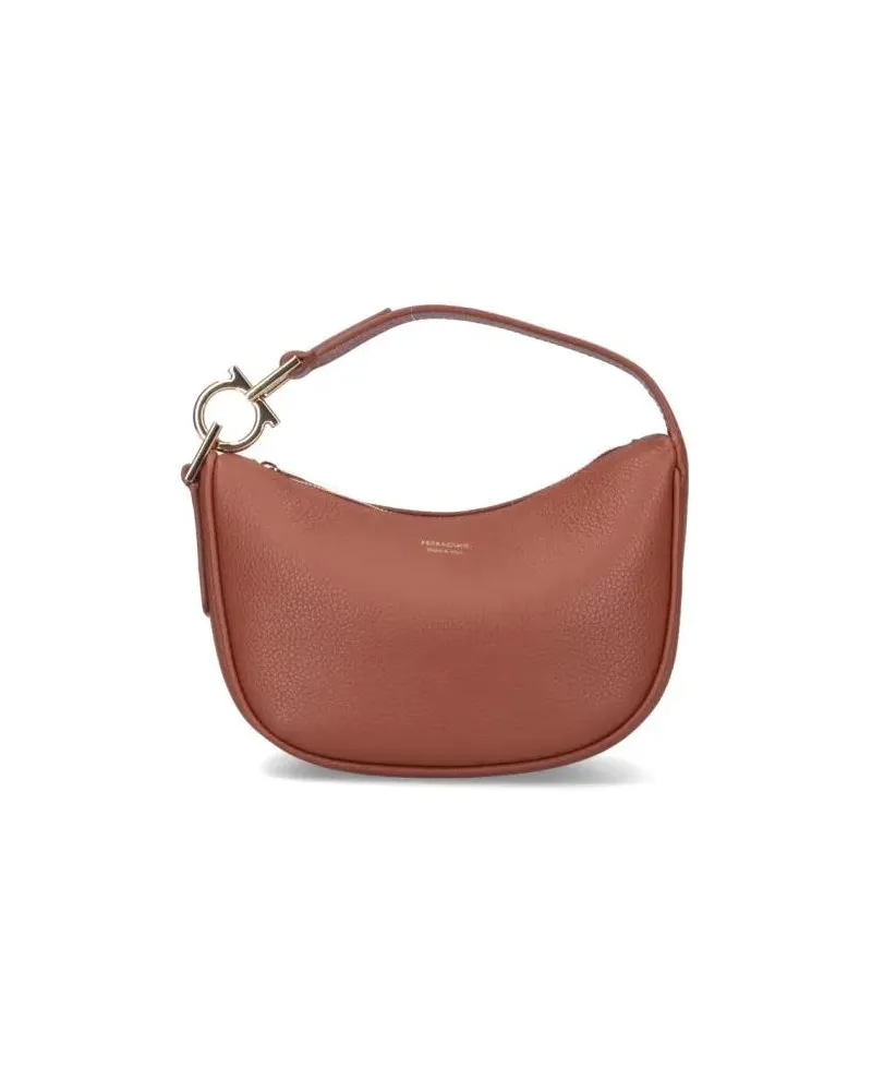 Ferragamo Crossbody Bags Mini Hobo Bag With Adjustable Handle braun Braun