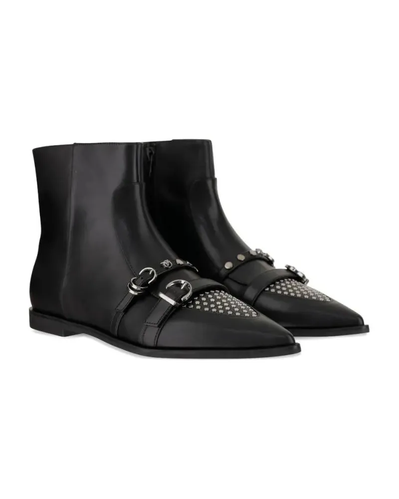 Pinko Stiefel Pointed-Toe Black Leather Ankle Boots schwarz Schwarz