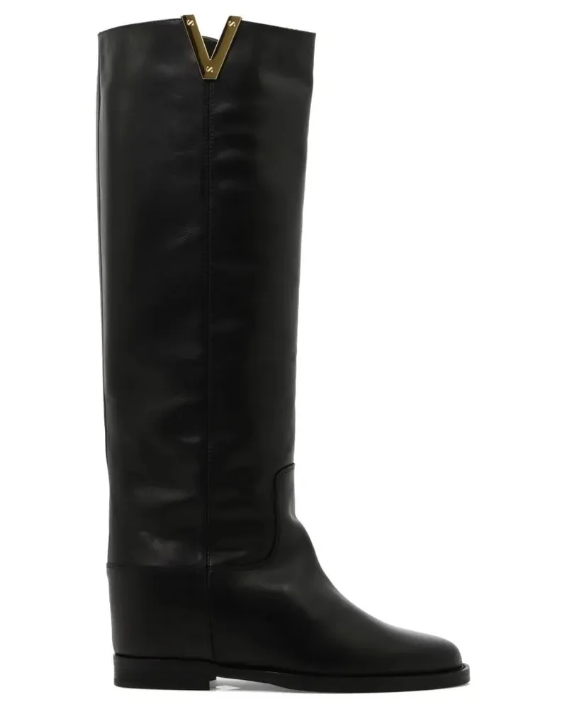 Via Roma 15 Stiefel Black Ankle Boots With Gold Accent schwarz Schwarz