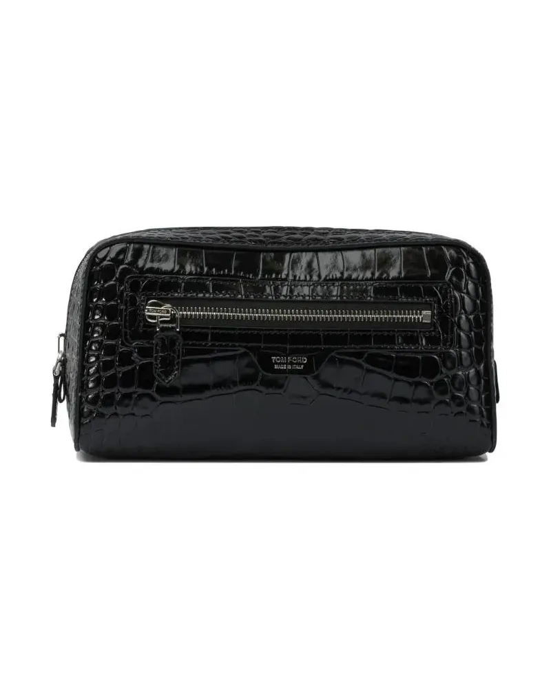 Tom Ford Crossbody Bags Crocodile Print Leather Beauty Case schwarz Schwarz