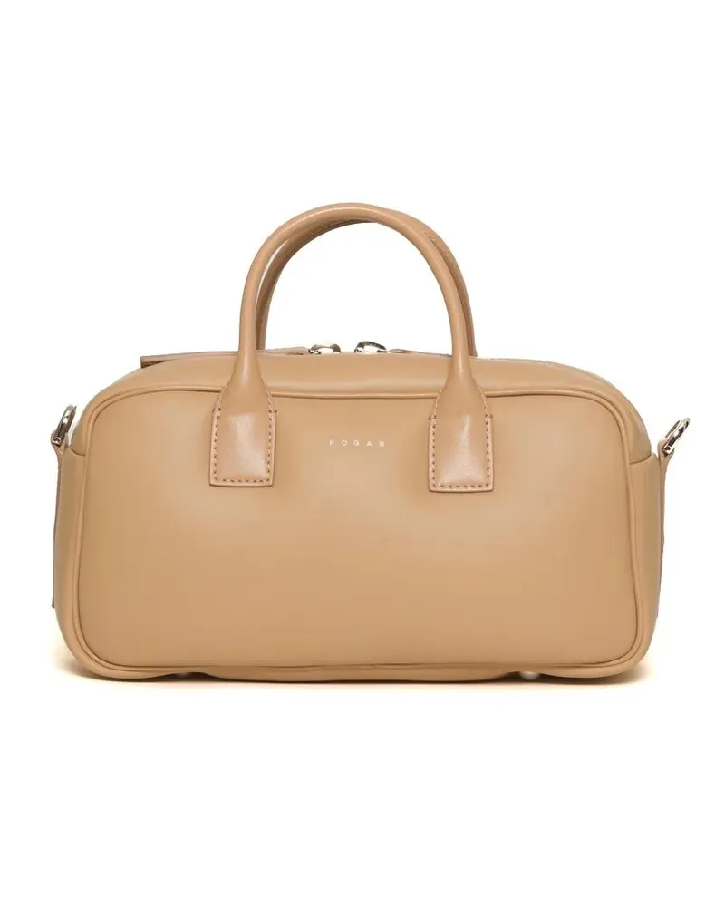Hogan Crossbody Bags Beige Leather Bauletto Bag With Chic Detail braun Braun